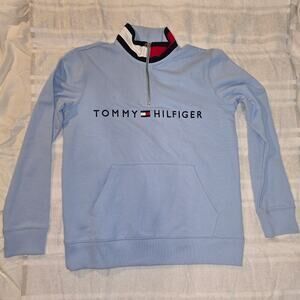 Tommy Hilfiger Quarter Zip light blue Women's colorblock collar patch pocket XS
